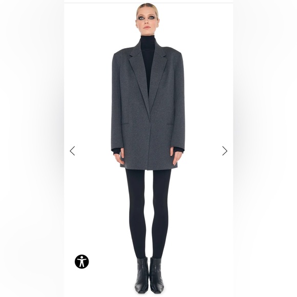 Oversized double breasted jacket size small norma Kamali terry blazer gray - Picture 1 of 11